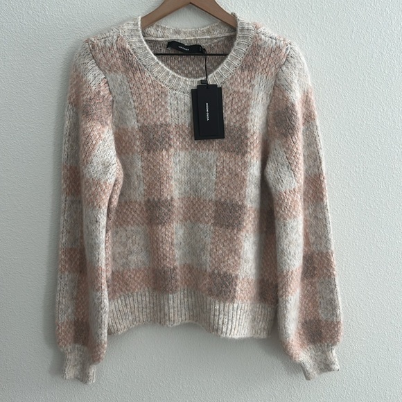 NWT Lulu's Vero Moda Diana Cream Multi Plaid Knit Pullover Sweater – Size Large - Picture 5 of 9